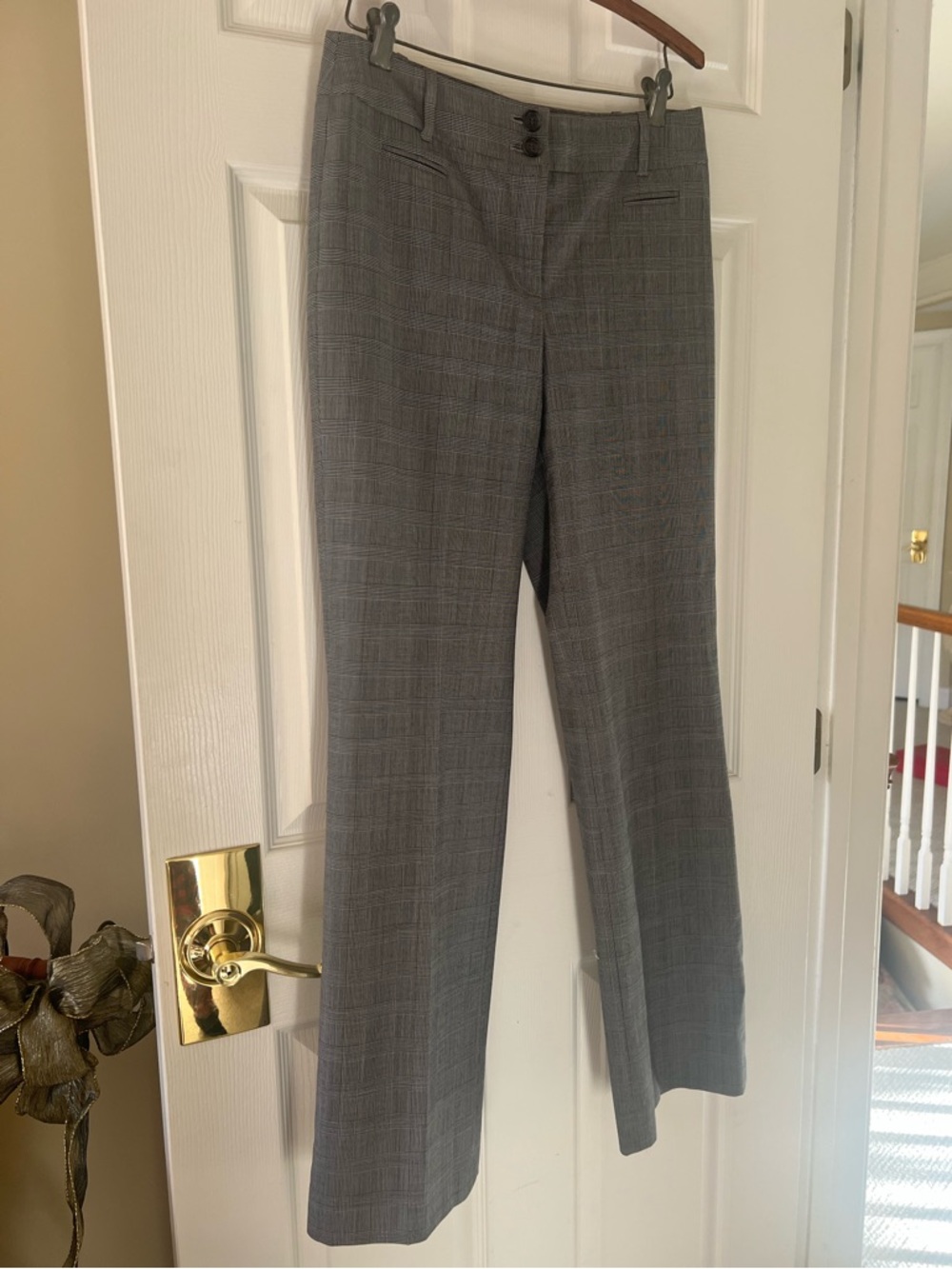 Ann Taylor LOFT Gray Glen Plaid Straight-Leg Career Pants Size 2